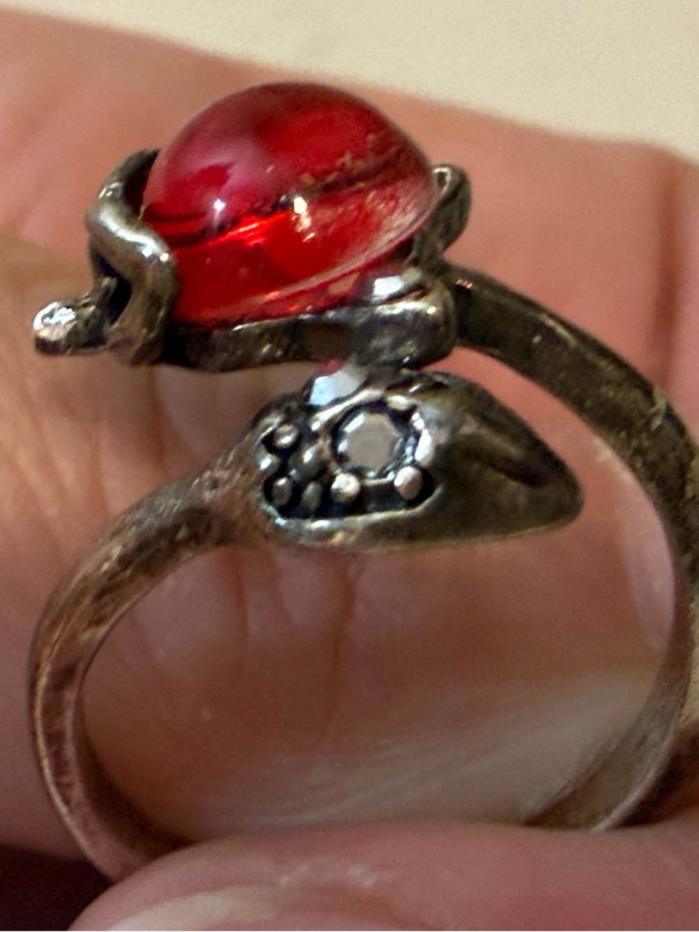 Foxy Fox Tail Red Glass Cabochon‎ Sterling Silver 925 Suze 7